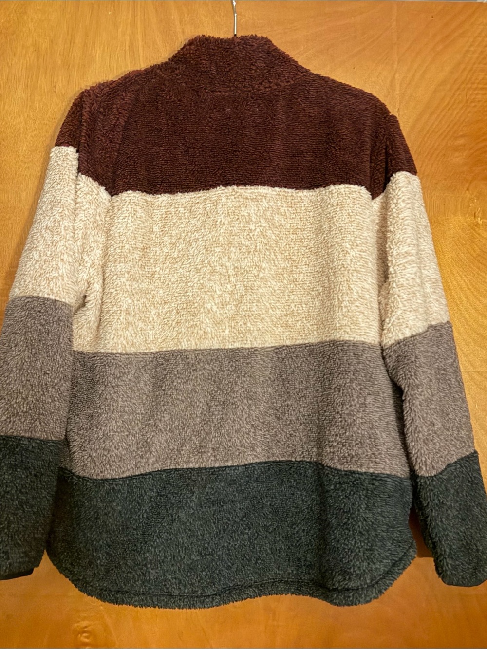 Maurices Colorblock Plush Sherpa Pullover - Brown/Cream/Gray/Black